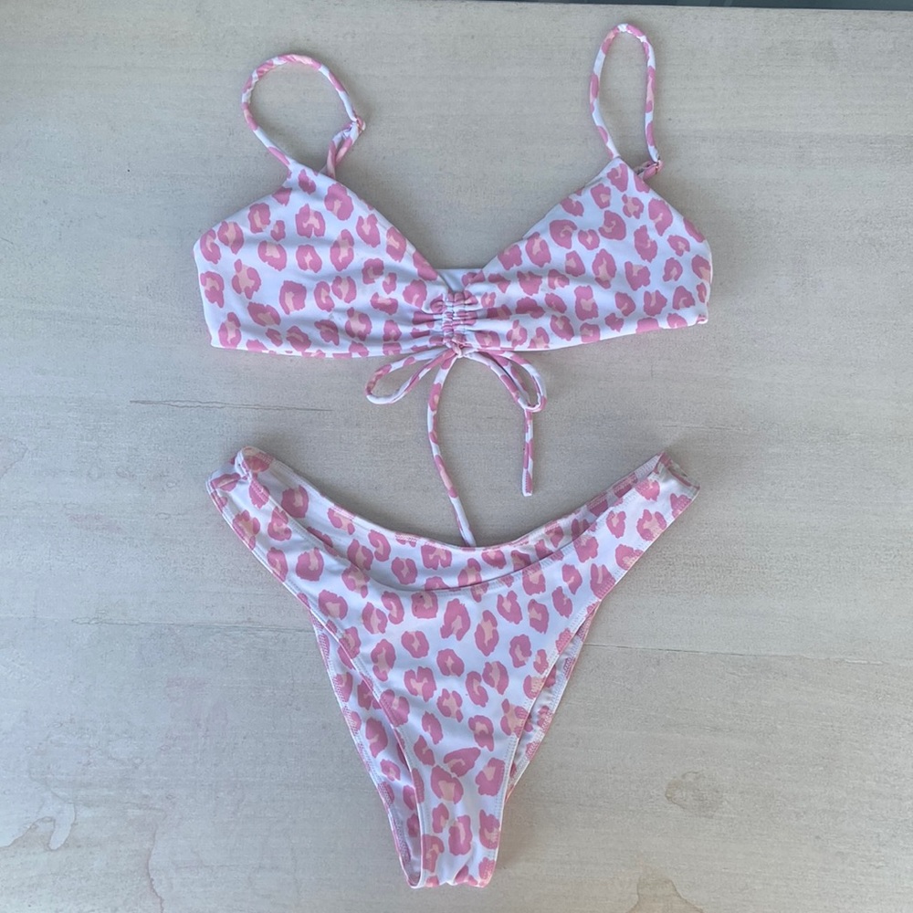 Bamba Swim pink cheetah bikini- WORN ONCE